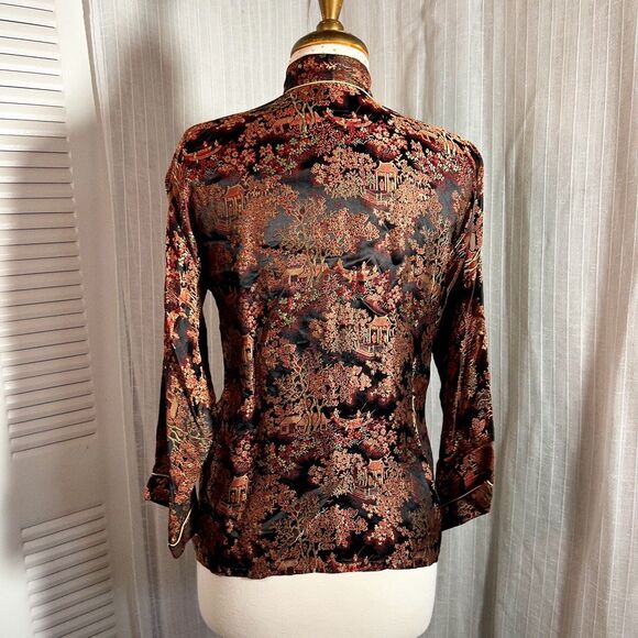 Peony Brand | Women’s | Blouses | M | Vintage Traditional Black Chinese Button-D - Picture 4 of 6